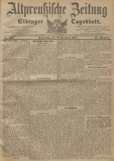 Altpreussische Zeitung, Nr. 265 Donnerstag 10 November 1904, 56. Jahrgang