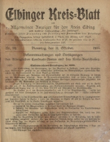 Kreis-Blatt des Königlich Preußischen Landraths-Amtes zu Elbing, Nr. 89 Dienstag 31 Oktober 1905