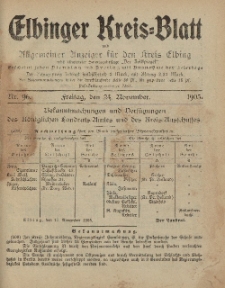 Kreis-Blatt des Königlich Preußischen Landraths-Amtes zu Elbing, Nr. 96 Freitag 24 November 1905