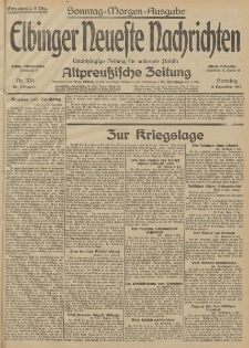 Elbinger Neueste Nachrichten, Nr. 334 Sonntag 6 Dezember 1914 66. Jahrgang