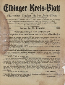 Kreis-Blatt des Königlich Preußischen Landraths-Amtes zu Elbing, Nr. 104 Freitag 22 Dezember 1905