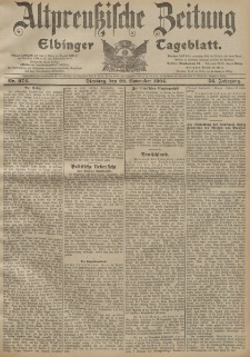Altpreussische Zeitung, Nr. 274 Dienstag 22 November 1904, 56. Jahrgang