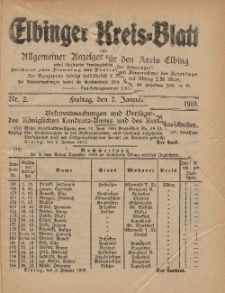 Kreis-Blatt des Königlich Preußischen Landraths-Amtes zu Elbing, Nr. 2 Freitag 7 Januar 1910