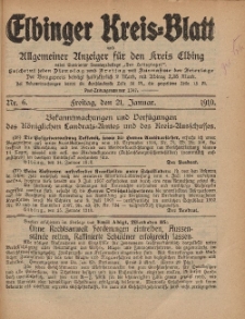 Kreis-Blatt des Königlich Preußischen Landraths-Amtes zu Elbing, Nr. 6 Freitag 21 Januar 1910