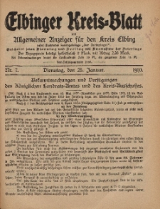 Kreis-Blatt des Königlich Preußischen Landraths-Amtes zu Elbing, Nr. 7 Dienstag 25 Januar 1910
