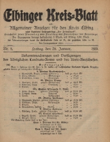 Kreis-Blatt des Königlich Preußischen Landraths-Amtes zu Elbing, Nr. 8 Freitag 28 Januar 1910