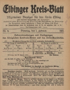 Kreis-Blatt des Königlich Preußischen Landraths-Amtes zu Elbing, Nr. 9 Dienstag 1 Februar 1910