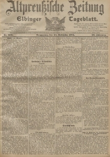 Altpreussische Zeitung, Nr. 276 Donnerstag 24 November 1904, 56. Jahrgang