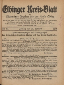 Kreis-Blatt des Königlich Preußischen Landraths-Amtes zu Elbing, Nr. 16 Freitag 25 Februar 1910