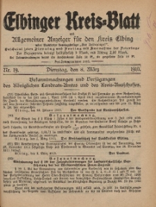 Kreis-Blatt des Königlich Preußischen Landraths-Amtes zu Elbing, Nr. 19 Dienstag 8 März 1910