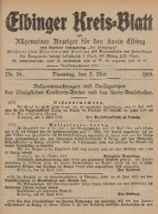 Kreis-Blatt des Königlich Preußischen Landraths-Amtes zu Elbing, Nr. 36 Dienstag 3 Mai 1910