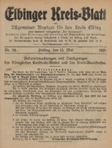 Kreis-Blatt des Königlich Preußischen Landraths-Amtes zu Elbing, Nr. 39 Freitag 13 Mai 1910