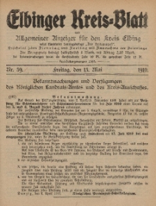 Kreis-Blatt des Königlich Preußischen Landraths-Amtes zu Elbing, Nr. 39 Freitag 13 Mai 1910