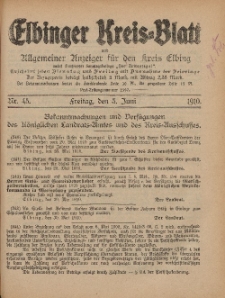 Kreis-Blatt des Königlich Preußischen Landraths-Amtes zu Elbing, Nr. 45 Freitag 3 Juni 1910