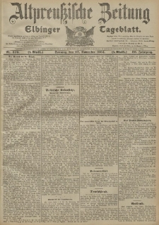 Altpreussische Zeitung, Nr. 279 Sonntag 27 November 1904, 56. Jahrgang