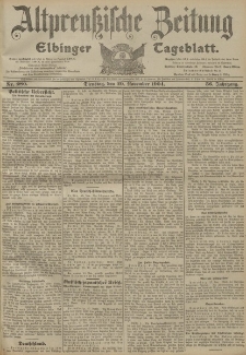 Altpreussische Zeitung, Nr. 280 Dienstag 29 November 1904, 56. Jahrgang