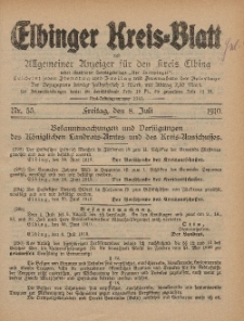 Kreis-Blatt des Königlich Preußischen Landraths-Amtes zu Elbing, Nr. 55 Freitag 8 Juli 1910
