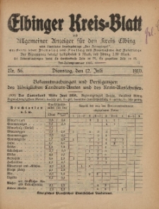 Kreis-Blatt des Königlich Preußischen Landraths-Amtes zu Elbing, Nr. 56 Dienstag 12 Juli 1910