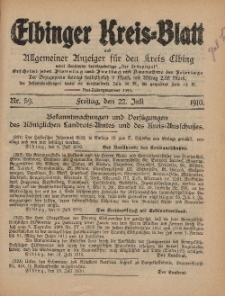 Kreis-Blatt des Königlich Preußischen Landraths-Amtes zu Elbing, Nr. 59 Freitag 22 Juli 1910