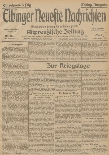 Elbinger Neueste Nachrichten, Nr. 342 Montag 14 Dezember 1914 66. Jahrgang