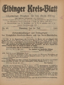 Kreis-Blatt des Königlich Preußischen Landraths-Amtes zu Elbing, Nr. 60 Dienstag 26 Juli 1910