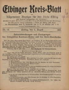 Kreis-Blatt des Königlich Preußischen Landraths-Amtes zu Elbing, Nr. 64 Freitag 5 August 1910