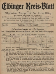 Kreis-Blatt des Königlich Preußischen Landraths-Amtes zu Elbing, Nr. 68 Freitag 19 August 1910