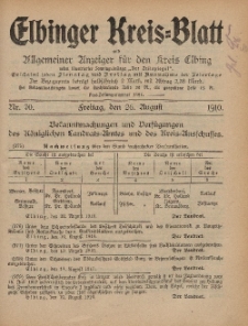 Kreis-Blatt des Königlich Preußischen Landraths-Amtes zu Elbing, Nr. 70 Freitag 26 August 1910