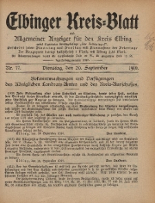 Kreis-Blatt des Königlich Preußischen Landraths-Amtes zu Elbing, Nr. 77 Dienstag 20 September 1910
