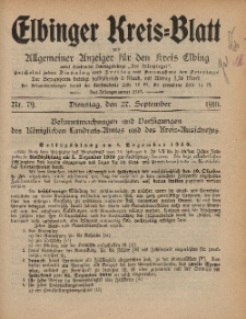 Kreis-Blatt des Königlich Preußischen Landraths-Amtes zu Elbing, Nr. 79 Dienstag 27 September 1910