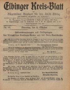 Kreis-Blatt des Königlich Preußischen Landraths-Amtes zu Elbing, Nr. 83 Dienstag 11 Oktober 1910