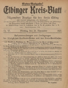 Kreis-Blatt des Königlich Preußischen Landraths-Amtes zu Elbing, Nr. 97 Montag 28 November 1910