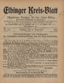 Kreis-Blatt des Königlich Preußischen Landraths-Amtes zu Elbing, Nr. 103 Freitag 16 Dezember 1910