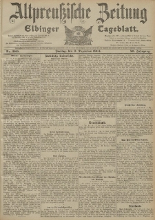 Altpreussische Zeitung, Nr. 289 Freitag 9 Dezember 1904, 56. Jahrgang