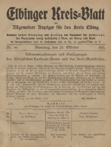 Kreis-Blatt des Königlich Preußischen Landraths-Amtes zu Elbing, Nr. 86 Dienstag 26 Oktober 1915