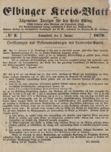 Kreis-Blatt des Königlich Preußischen Landraths-Amtes zu Elbing, Nr. 2 Sonnabend 5 Januar 1878