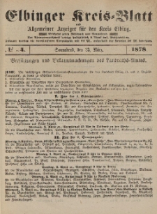 Kreis-Blatt des Königlich Preußischen Landraths-Amtes zu Elbing, Nr. 24 Sonnabend 23 März 1878