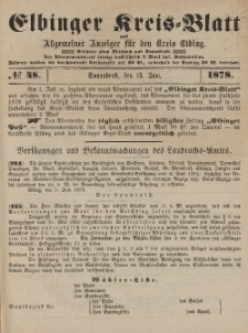 Kreis-Blatt des Königlich Preußischen Landraths-Amtes zu Elbing, Nr. 48 Sonnabend 15 Juni 1878