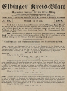 Kreis-Blatt des Königlich Preußischen Landraths-Amtes zu Elbing, Nr. 49 Mittwoch 19 Juni 1878