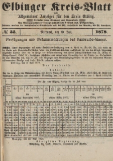 Kreis-Blatt des Königlich Preußischen Landraths-Amtes zu Elbing, Nr. 55 Mittwoch 10 Juli 1878