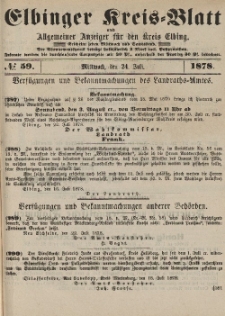 Kreis-Blatt des Königlich Preußischen Landraths-Amtes zu Elbing, Nr. 59 Mittwoch 24 Juli 1878