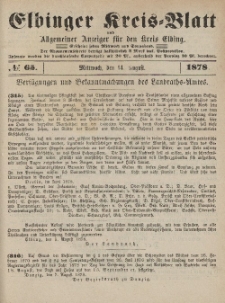 Kreis-Blatt des Königlich Preußischen Landraths-Amtes zu Elbing, Nr. 65 Mittwoch 14 August 1878