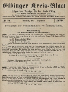 Kreis-Blatt des Königlich Preußischen Landraths-Amtes zu Elbing, Nr. 71 Mittwoch 4 September 1878