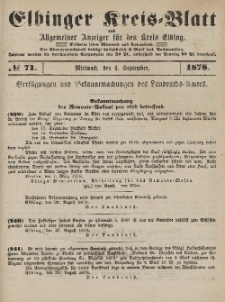 Kreis-Blatt des Königlich Preußischen Landraths-Amtes zu Elbing, Nr. 71 Mittwoch 4 September 1878