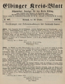 Kreis-Blatt des Königlich Preußischen Landraths-Amtes zu Elbing, Nr. 87 Mittwoch 30 Oktober 1878