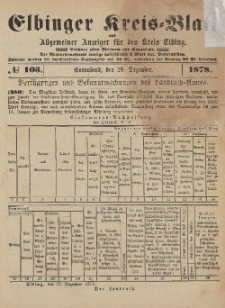 Kreis-Blatt des Königlich Preußischen Landraths-Amtes zu Elbing, Nr. 103 Sonnabend 28 Dezember 1878