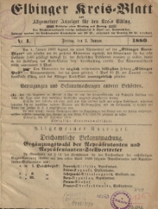 Kreis-Blatt des Königlich Preußischen Landraths-Amtes zu Elbing, Nr. 1 Freitag 2 Januar 1880