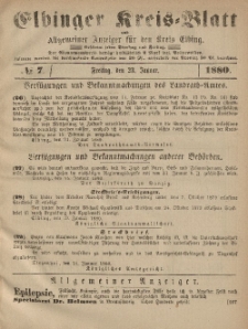Kreis-Blatt des Königlich Preußischen Landraths-Amtes zu Elbing, Nr. 7 Freitag 23 Januar 1880