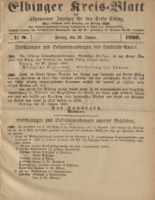 Kreis-Blatt des Königlich Preußischen Landraths-Amtes zu Elbing, Nr. 9 Freitag 30 Januar 1880