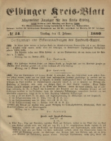 Kreis-Blatt des Königlich Preußischen Landraths-Amtes zu Elbing, Nr. 14 Dienstag 17 Februar 1880